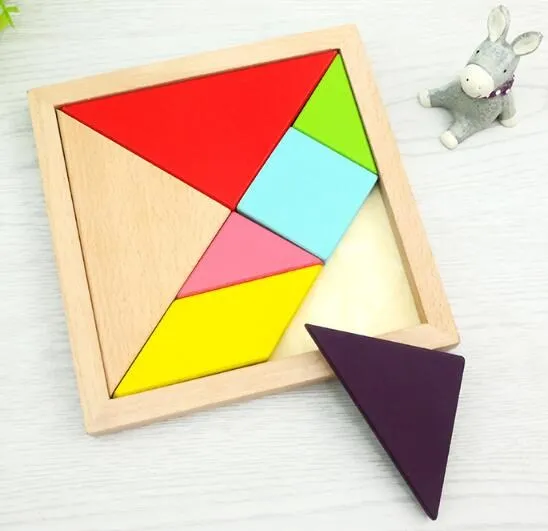 Детей умственное развитие Tangram деревянные головоломки материалы montessori игрушки геометрической формы с закругленными углами квадрат головоломки игрушки