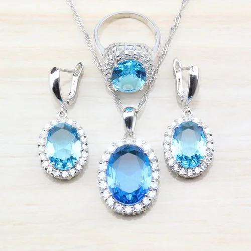 Удивительная Радуга кубического циркония 925 пробы Серебряные комплекты ювелирных изделий для Для женщин для модного костюма на вечеринку кольцо Размеры 6/7/8/9/10 S56 - Окраска металла: Покрытие антикварной бронзой