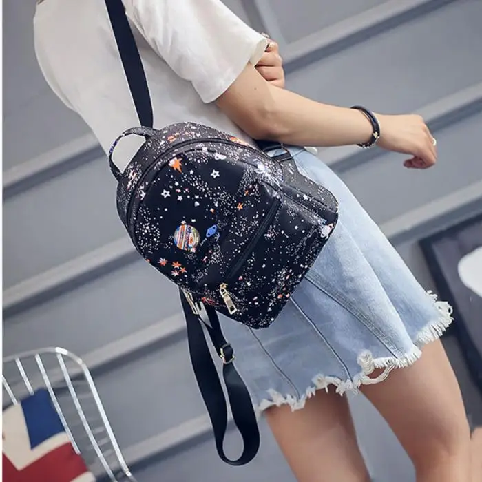 Женский рюкзак с принтом в виде звезд, маленький школьный рюкзак из искусственной кожи,-WT
