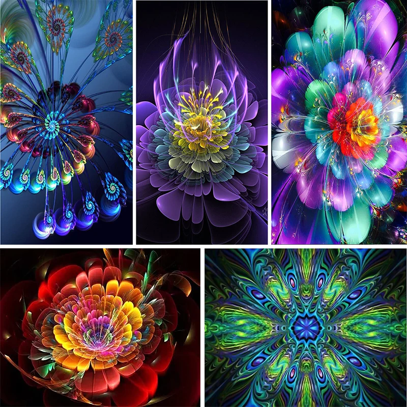Diamond Painting Cross Stitch Full 5d Feathers Flowers