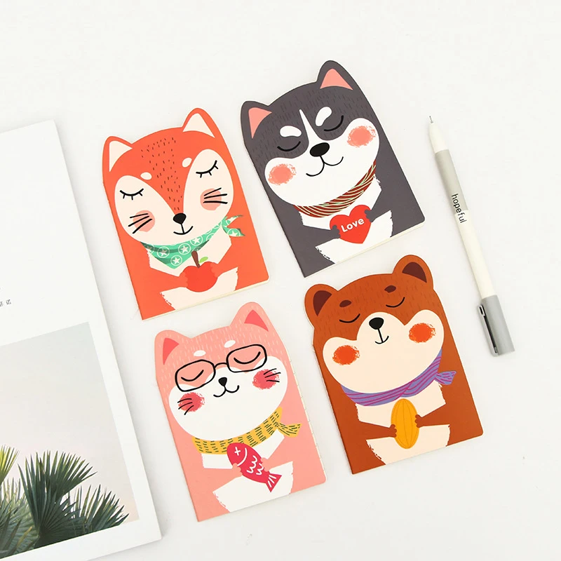 5pcs Color Random 12*8.5cm Cartoon Bear Fox Dog Cat Diary Pocket Notebook Notepad Calendar Journal Kids Gift Student Stationery |