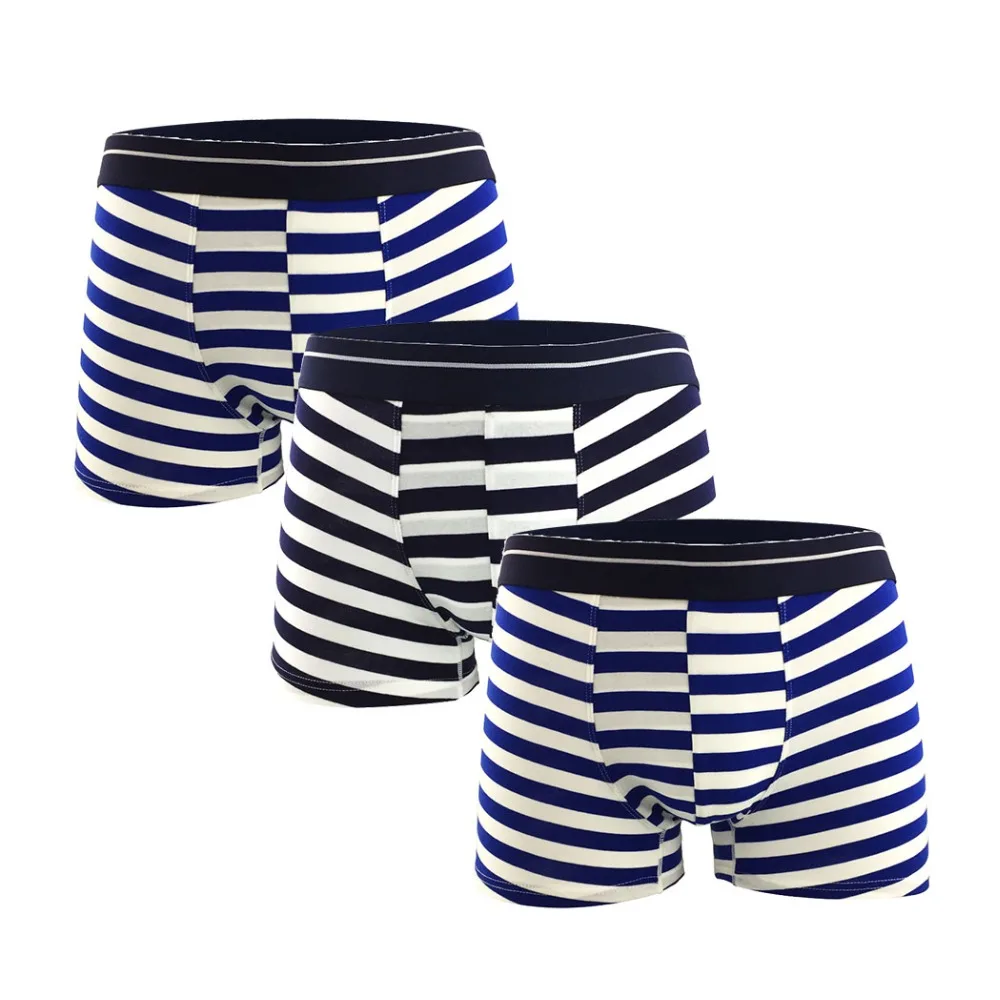 

Distinctive Navy Style Sexy Boxershorts Underwear Men Cotton Breathable Striped cueca masculina marca boxer homme underpants