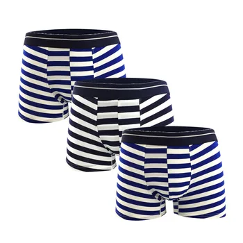 

Distinctive Navy Style Sexy Boxershorts Underwear Men Cotton Breathable Striped cueca masculina marca boxer homme underpants