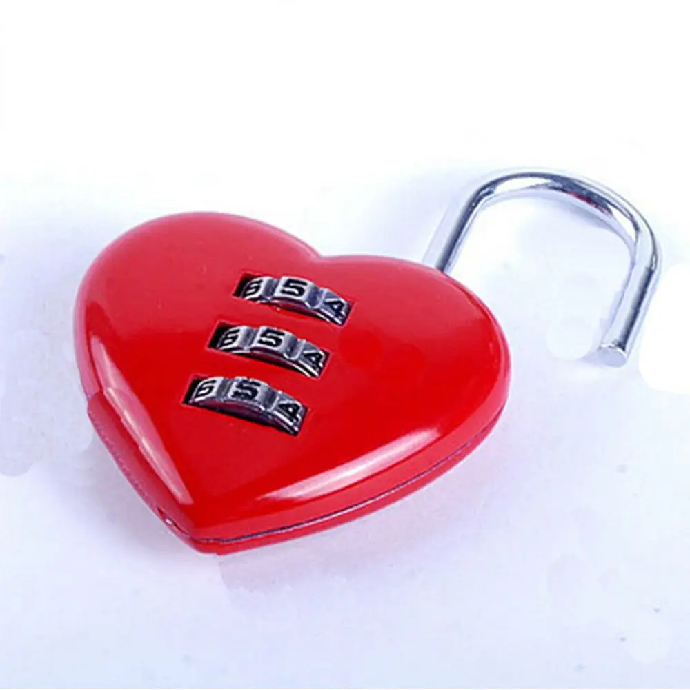 Милый Розовый Красный Сердце шаблон форма 3 цифры Циферблат металлический код номер Пароль замок для багажа