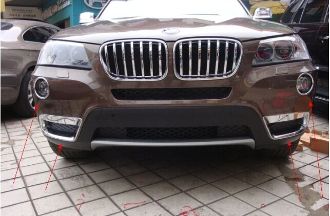 

Chrome bottom & upper front fog lamp light cover trim 4pcs For BMW X3 F25 2011 2012 2013