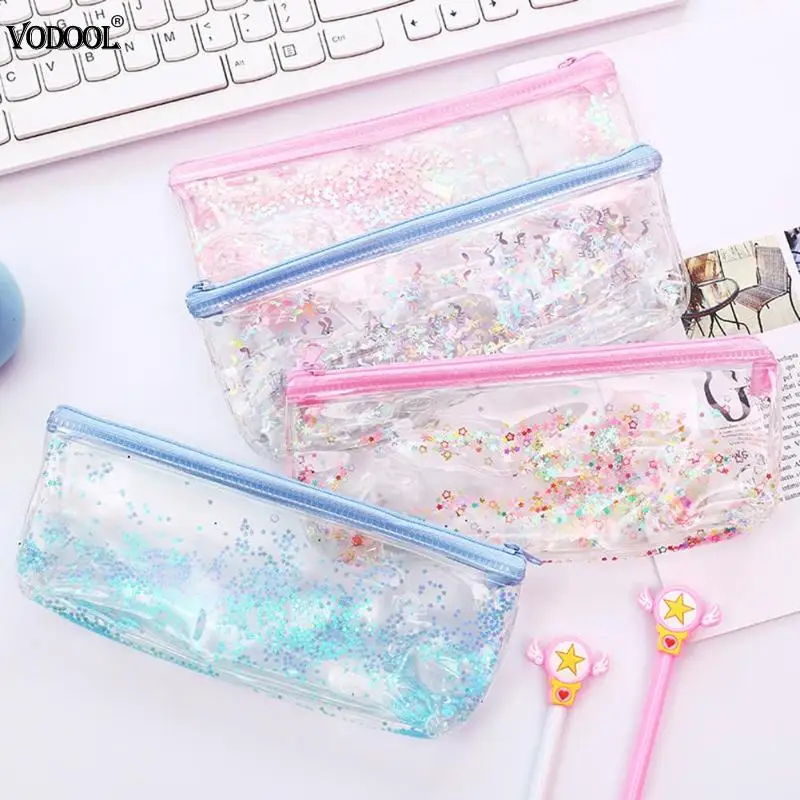 

VODOOL Laser PVC Sequins Pencil Case Pencilcase Capacity Cosmetics Pen Storage Holder for Women Girls Stationery School Supplies