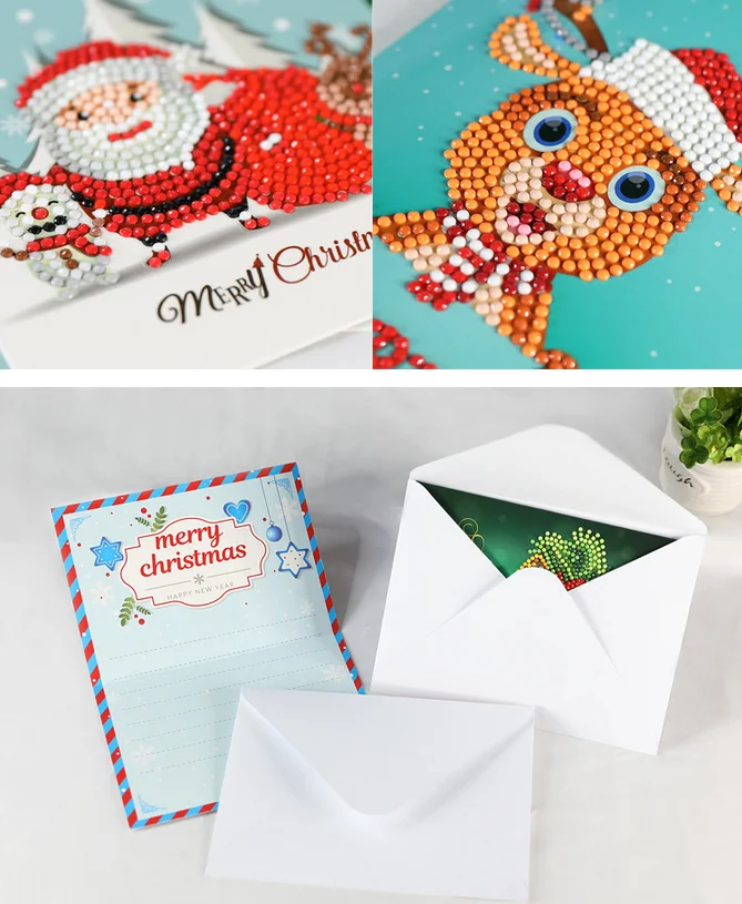 christmas greeting cards diamond mosaic full round 5d