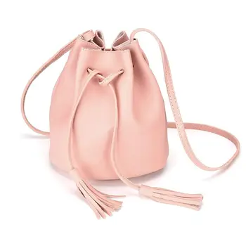 

Crossbody Handbags Drawstring Bucket Bag for Women Shoulder Bag Purse Tote PU Leather Bags(Pink)