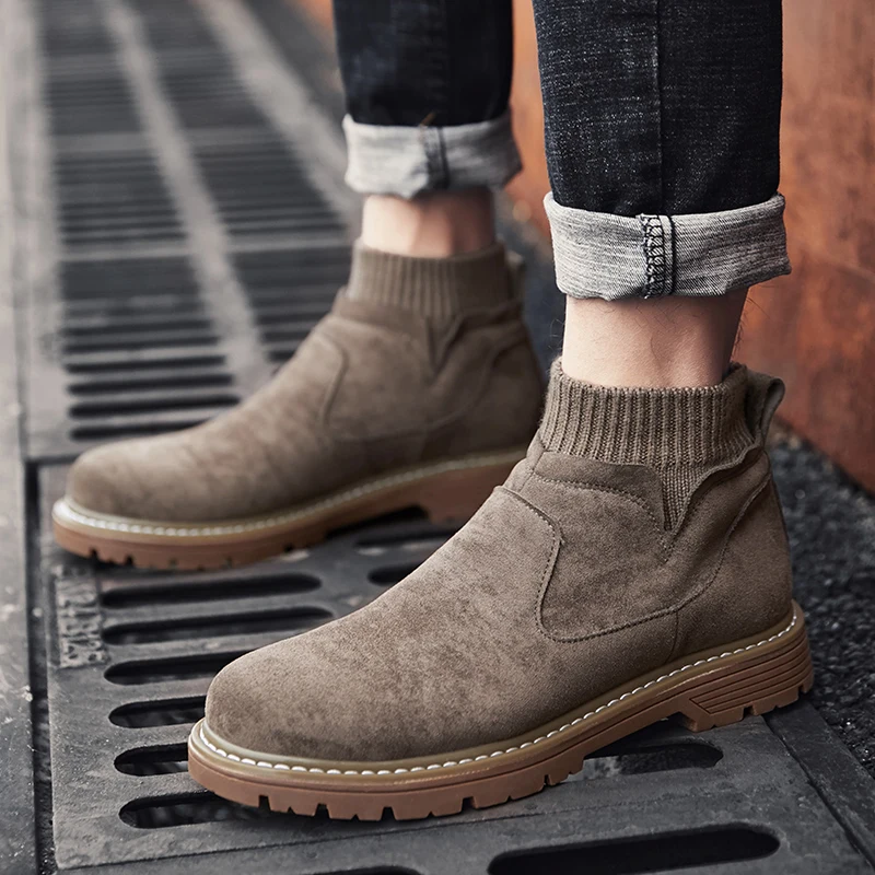 

Men Shoes 2019 Winter Plush Snow Boots Comfortable Keep Warm Walking Boots Male Casual Shoes with Fur For Adult Khaki Brown
