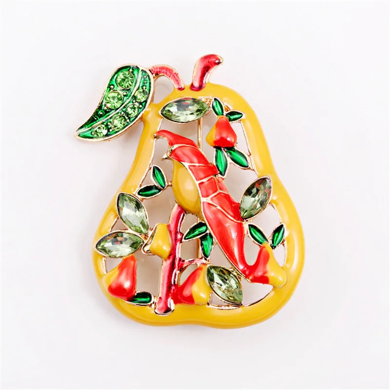 

Free shipping new fashionable woman drops of glaze enamel pear bird coat clothing joker temperament party popular brooch