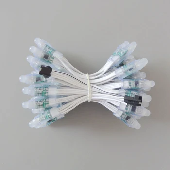 

1000pcs/lot WS2811 led pixel module 12mm IP68 waterproof DC12V full color RGB string light 50pcs/string White Wire Cable