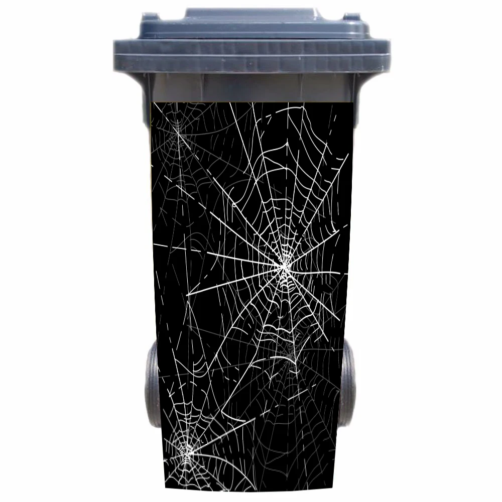 DIY Halloween decorations spider web removable Waterproof Sticker Decals Rubbish bin trash can Cover sticker 120liter 240liter