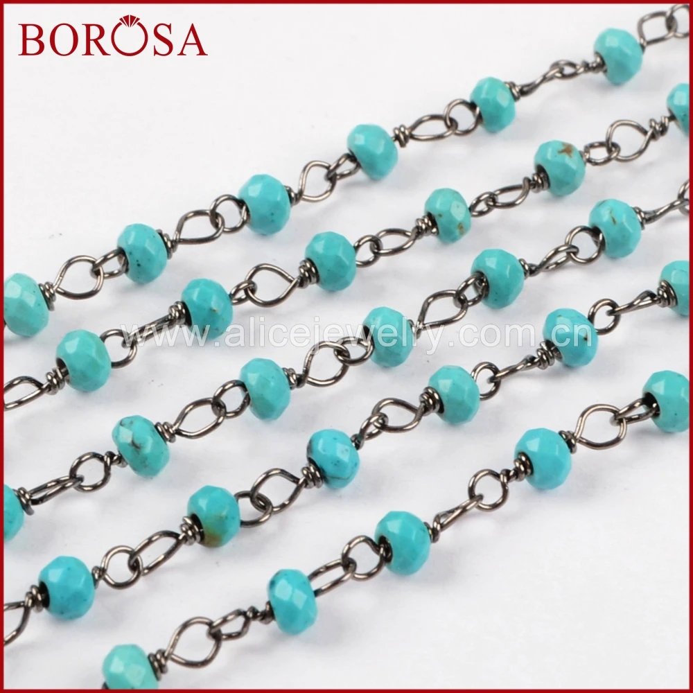 BOROSA 5 метров новый золотой цвет бирюзовый говлит Roundel граненые бусины четки цепи