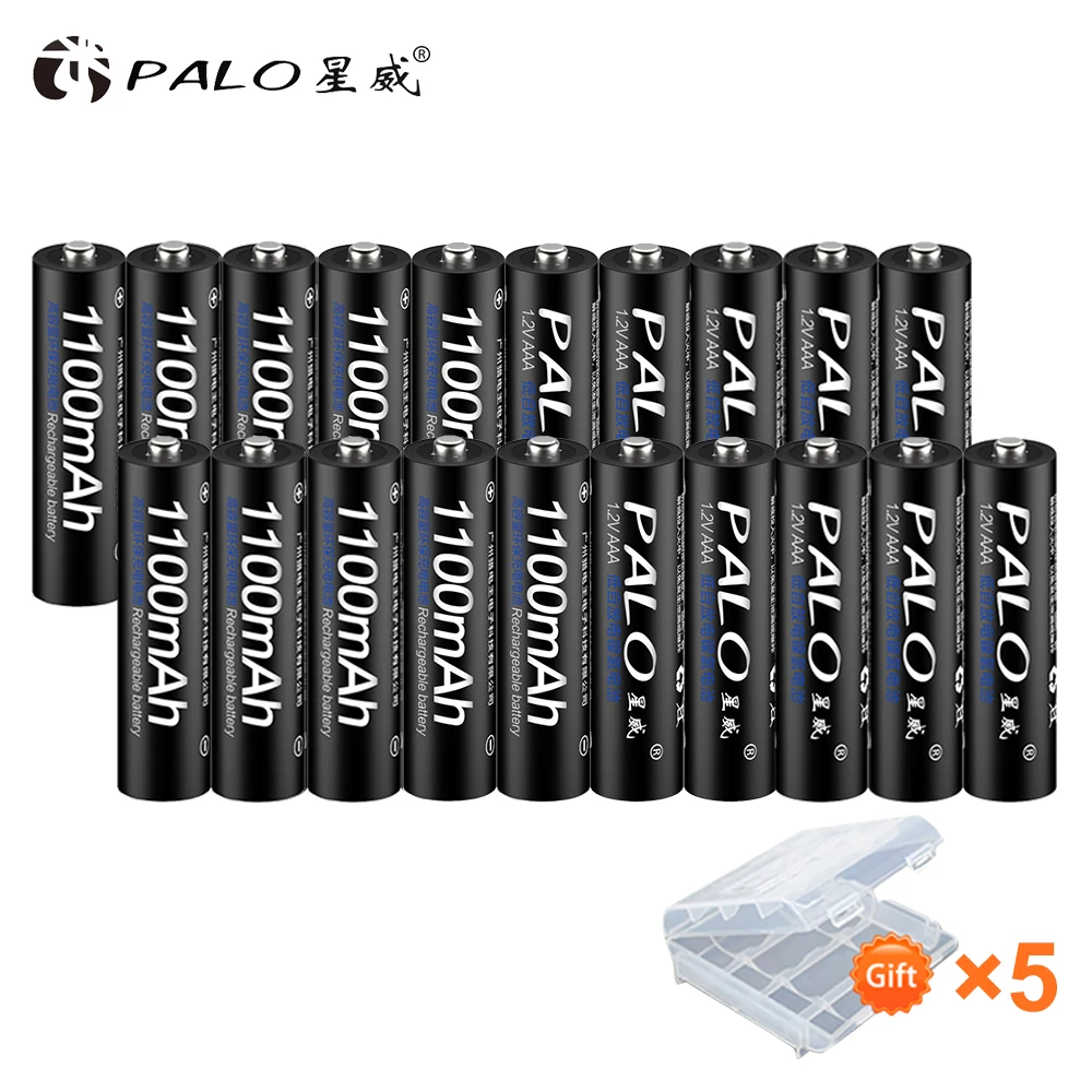 Kopen 20Pcs PALO 1.2V 1100mAh AAA NIMH Oplaadbare Batterijen 1100mAh 3A AAA oplaadbare batterij voor speelgoed camera zaklamp