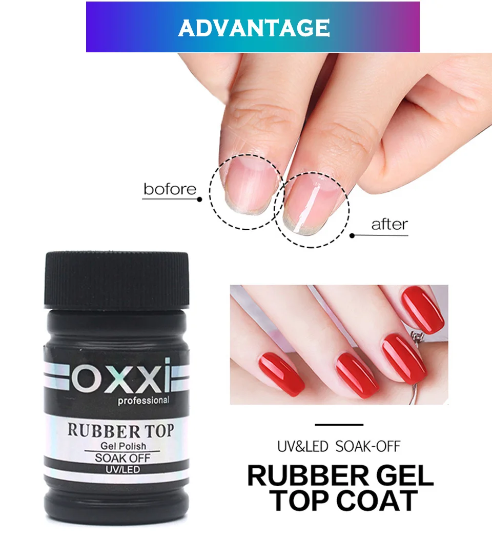 oxxi New Arrived 30ml Rubber Top Coat Bright Long-Lasting Gel Polish For Nails Desgin DIY Hybrid Varnishes Nail Base Coat Primer