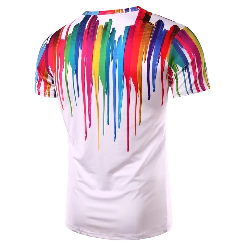 Splash Ink Colorful Print Men T shirt 