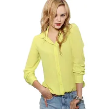 Women Blouses Button 5 Solid Color 2015 New Long-sleeve Shirt Female Chiffon blouse Women’s Slim Clothing blusas feminina TPB08