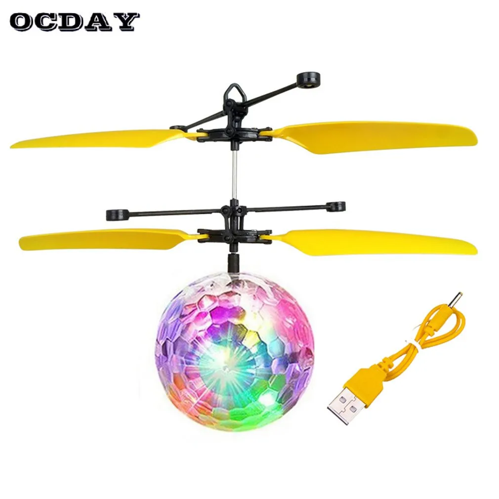 OCDAY Flying RC Ball Aircraft Helicopter Led Flashing Light Up Toy