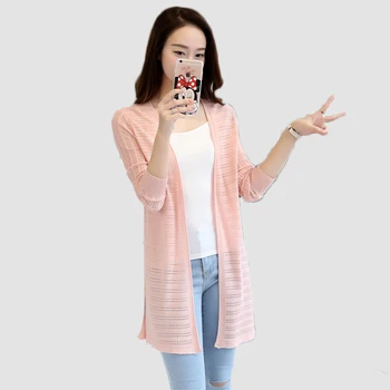 

Women Elegant Autumn Knitted Hollow Out Cardigan Fashion Summer Top Brief Split Cardigans Sweaters Rebecas Mujer Women Clothes
