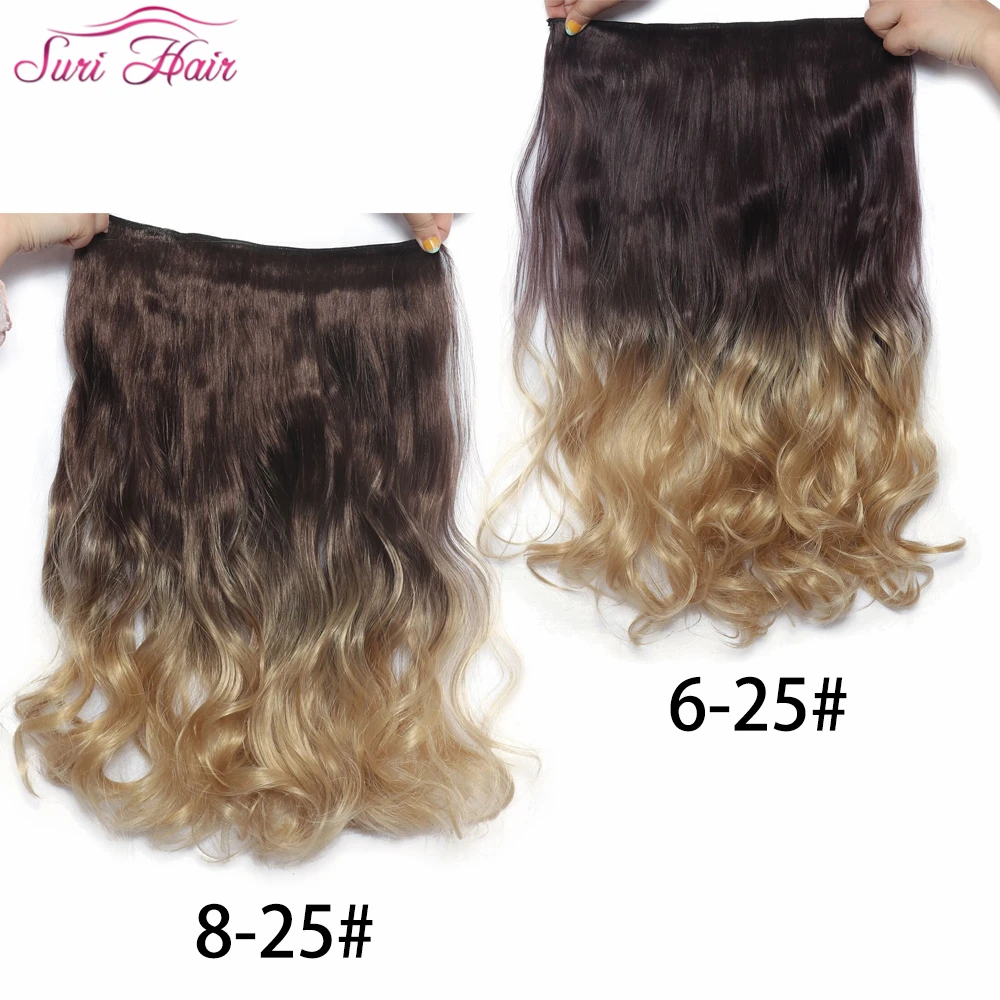 Suri Hair 24 ''Длинные Синтетические волосы на заколках для наращивания, волосы для наращивания с эффектом омбре, волнистые, блонд, коричневый, для черных женщин, 5 клипсов, шиньоны