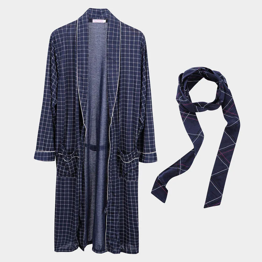 DANALA зима лето свободные мужские банные халаты полосатые удобное кимоно мужские пижамы с длинным рукавом v-образный вырез