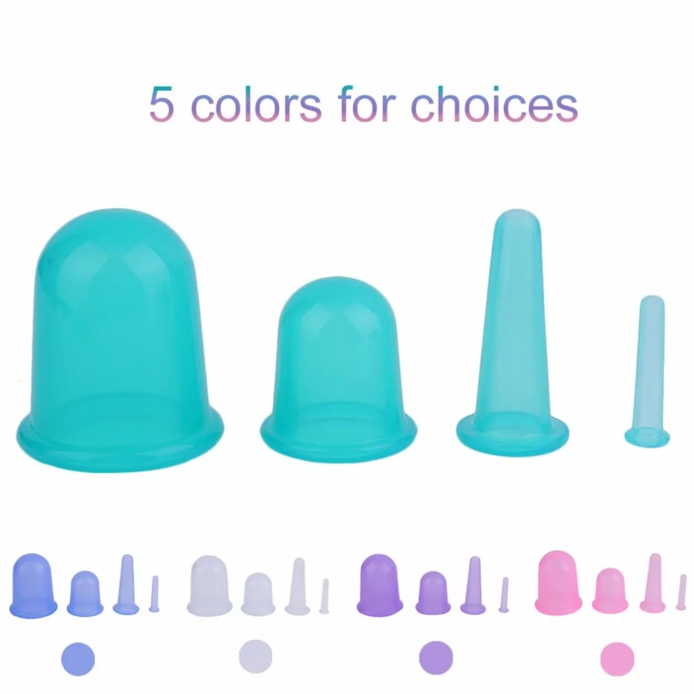 

4pcs/set Family Body Massage Helper Anti Cellulite Silicone Vacuum Cupping Cups Neck Face Back Massager Cupping Cups Health Care