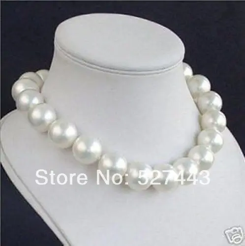 

Wholesale free shipping >>Big Cultured 20 MM sea south white shell pearl necklace