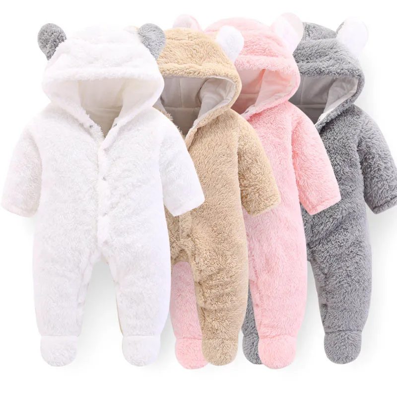 Newborn Baby Clothes Girls Boys Hooded Winter Warm Jumpsuit Thick