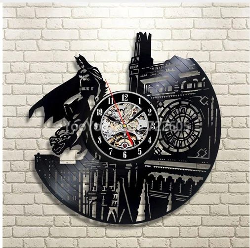 Часы "Бэтмен" 3D настенные часы "Бэтмен" Виниловая пластинка креативные Подвесные часы для декорирования жилых помещений-украшают ваш дом