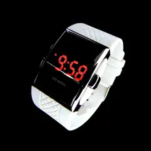 Спортивный Стиль Красный светодиодный цифровой белый резиновый Леди Мужчины унисекс наручные часы LXH