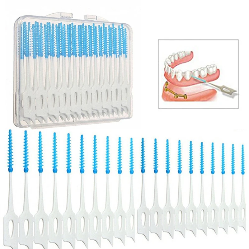 

Y&W&F 40pcs Disposable Interdental Brushes Floss Elastic Soft Oral Care Toothpick Plastic Clean Tooth Floss Tool Drop Ship