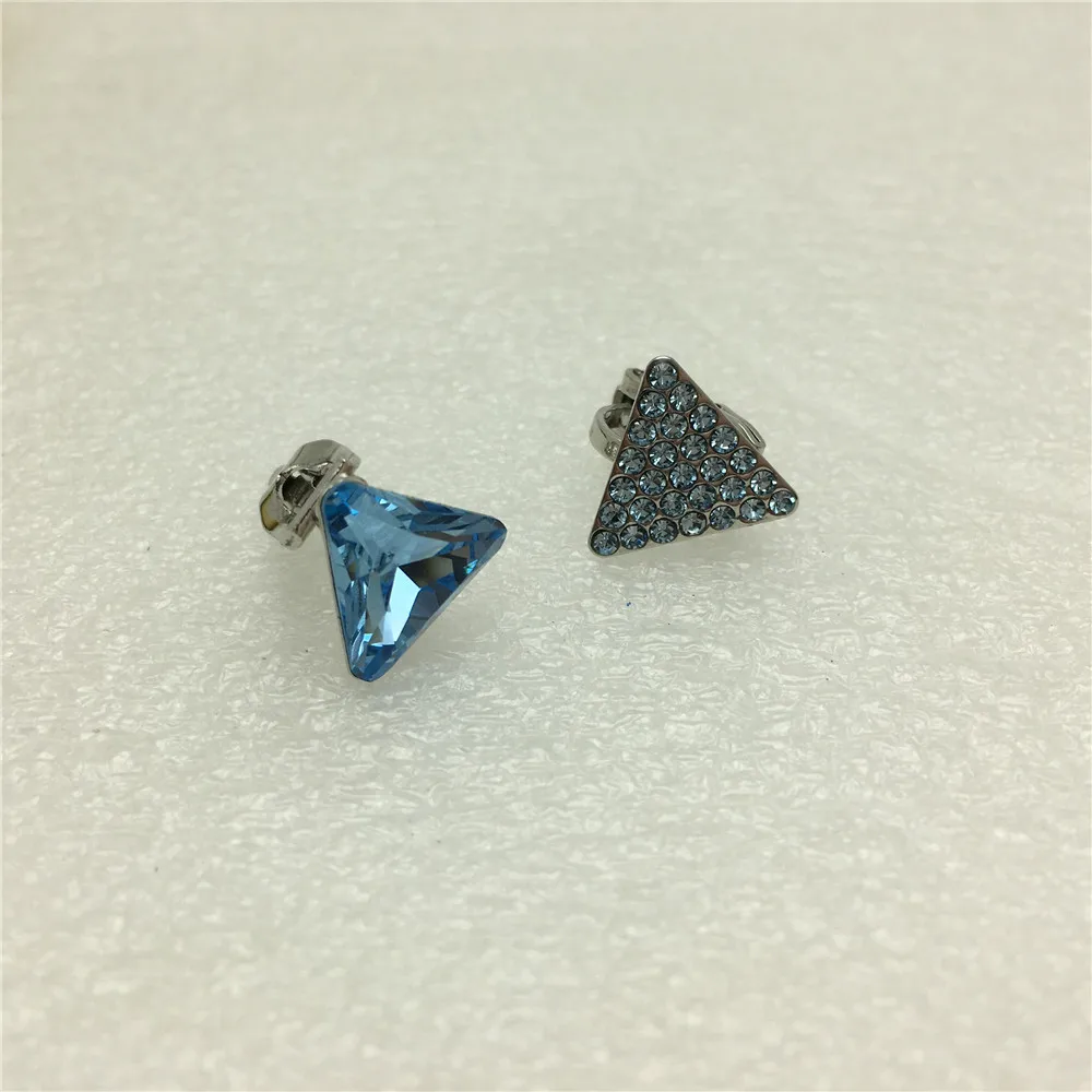 

Ms Betti unique non pierced unsymmetric triangle earrings with crystal from swarovski for women