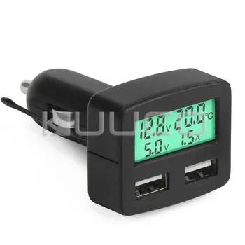 

Green Lcd Digital Tester Charger 5in1 DC 5V 3A USB Car Charger with Charging/Battery Voltage, Current, Temperature Monitor