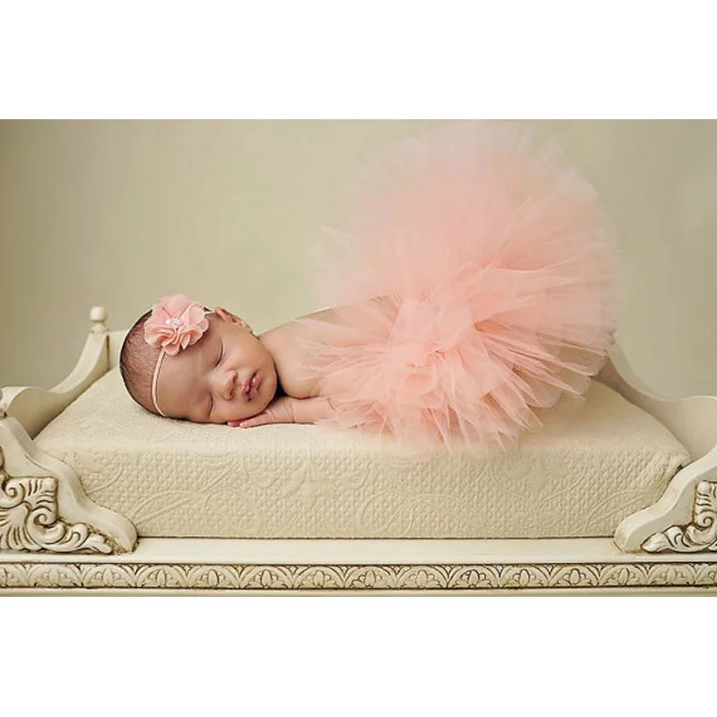 Новая детская юбка-пачка с подходящей повязкой на голову с цветком, комплект для новорожденных, реквизит для фотосессии, бальное платье-пачка для новорожденных, TT004 - Цвет: 1