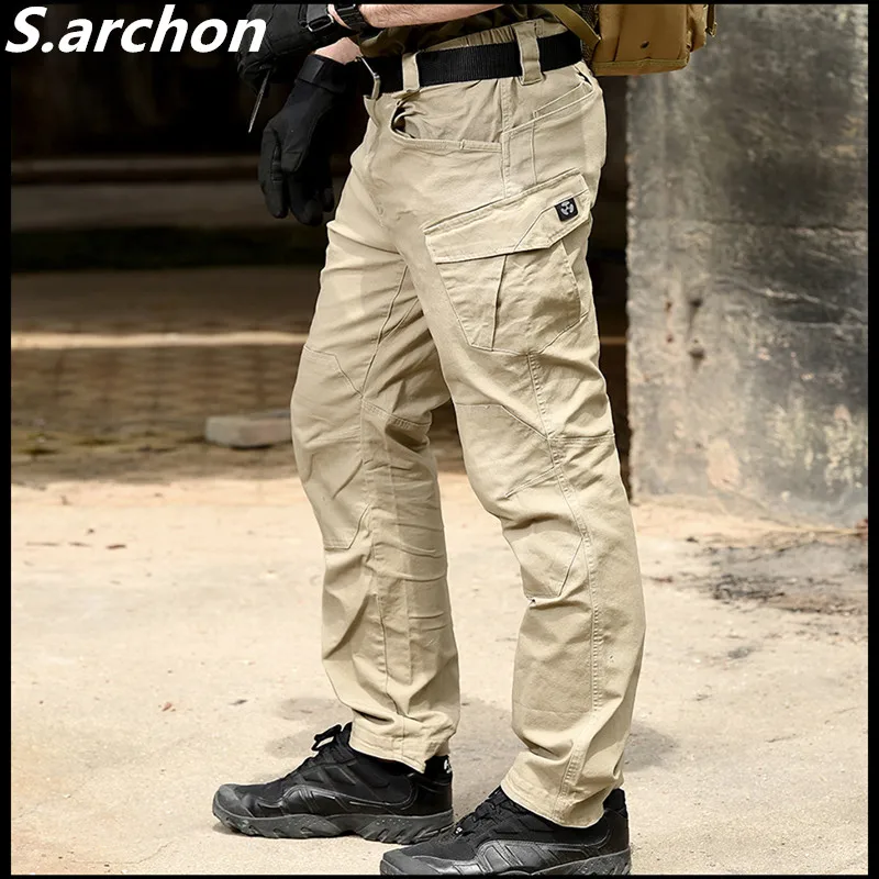 Pantalones impermeables para hombre, ropa informal de trabajo para caminar,  Cargo de combate, con múltiples bolsillos, largos del ejército - AliExpress