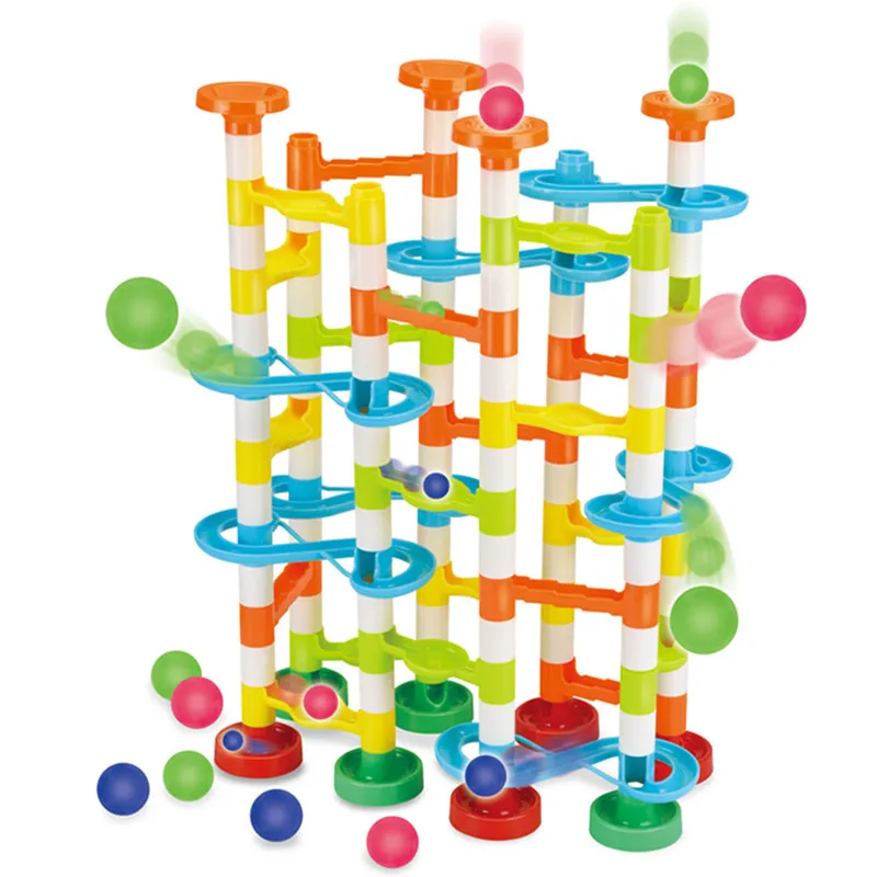 29-176 шт DIY Строительная труба-конструктор для детей шариковая цепь мраморный гоночный лабиринт шарики Развивающие игрушки для детей подарок - Цвет: 122 PCS
