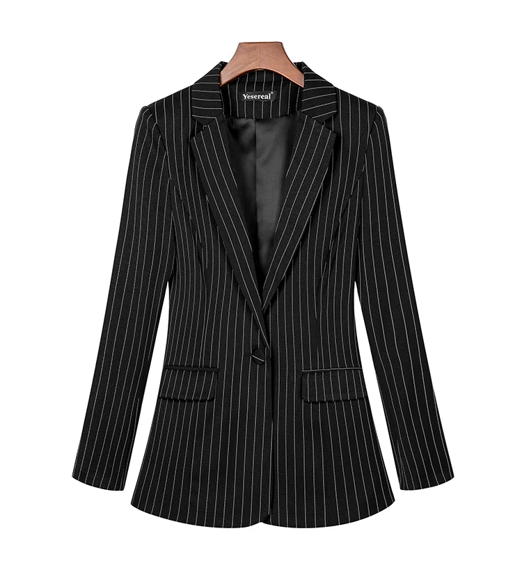 Spring Autumn Stripe Women Suit Jacket Female Work Office Lady Suits Slim One Button Business Blazer Coat Tops Plus size 6XL 7XL