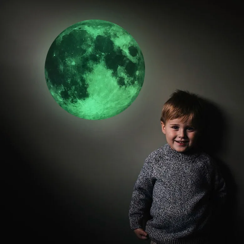 

Luminous Moon Wall Sticker Luminous 3D Sticker Earth 30cm Moon Luminous Sticker