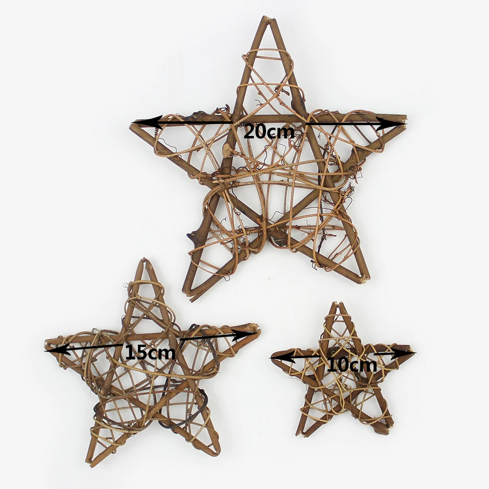 Rattan Star Frame Artificial Flowers Wreaths Christmas Decoration For Home Door 