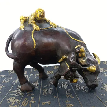 

Antique Handmade Crafts copper metal cow sculpture figures decorated Feng Shui objects