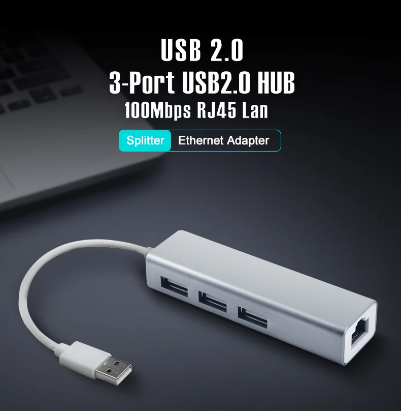 USB концентратор OFCCOM 2,0 3 порта в RJ45 10/100 Мбит/с Lan сеть USB Ethernet адаптер сплиттер для ноутбука Mac iOS Android