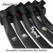 Мужские и женские черные галстуки с черепом, Классические тонкие галстуки 5 см, шелковые галстуки из полиэстера, свадебное торжество деловая встреча, узкие граваты