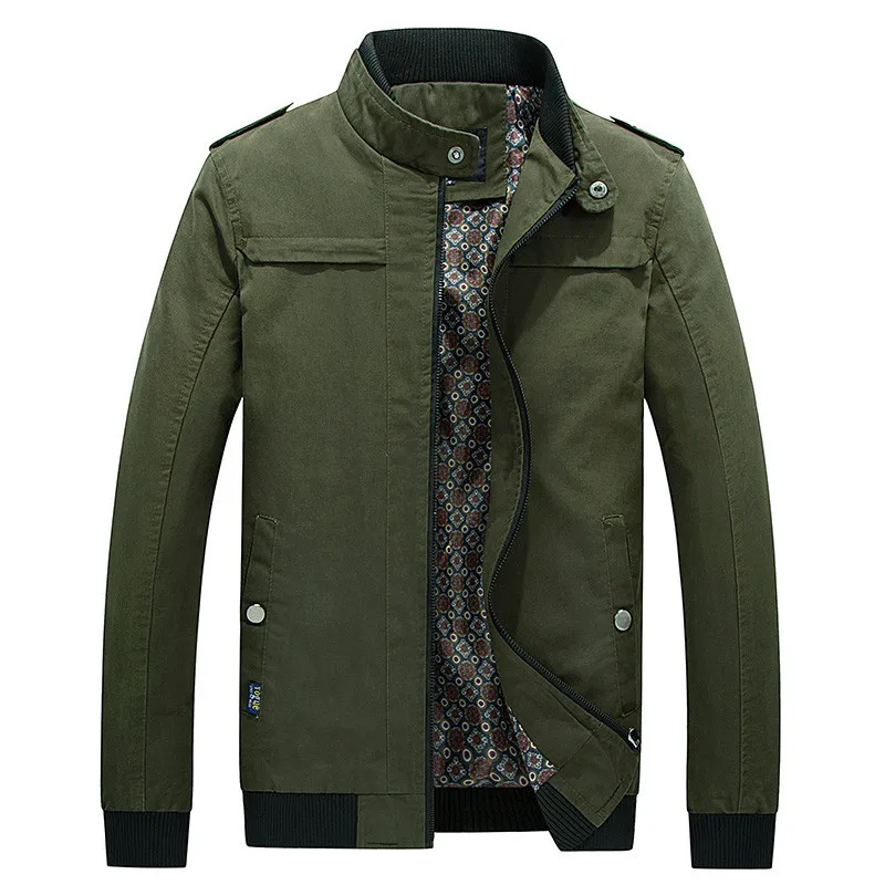 Новинка, летняя и Осенняя мужская куртка, ветровка с воротником, мужская синяя бейсбольная куртка, высокое качество, мужские куртки, размер M-4XL - Цвет: ArmyGreen
