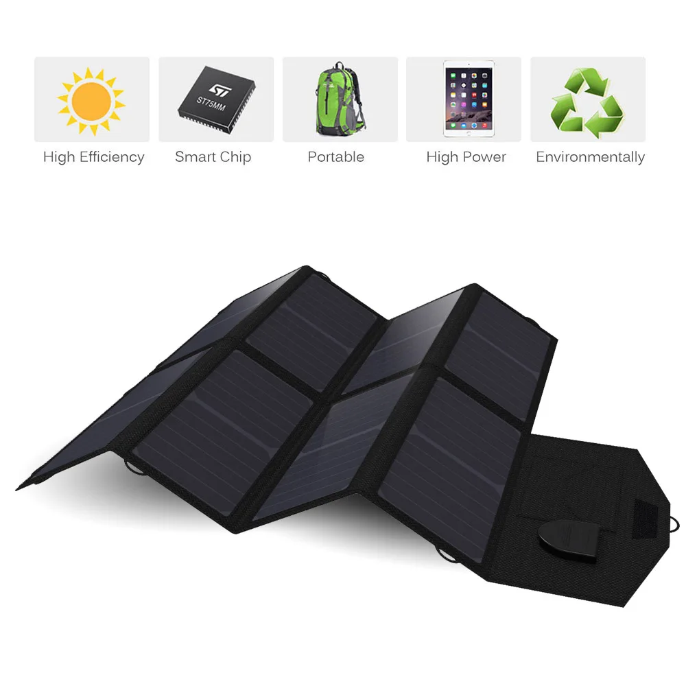 X-Dragon Foldable Portable Solar Panel Charger 40W Solar Charger Bag Charging for Smartphones Tablets Laptops Car Battery.