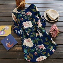 LASPERAL moda blusa mujer Casual de talla grande de lino camisa Vintage Boho Floral blusa suelta Chemisier mujer blusas