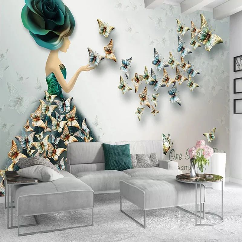 Пользовательские фото обои 3D стерео тисненая бабочка цветок художественная настенная живопись гостиная диван спальня домашнее украшение стены Фреска