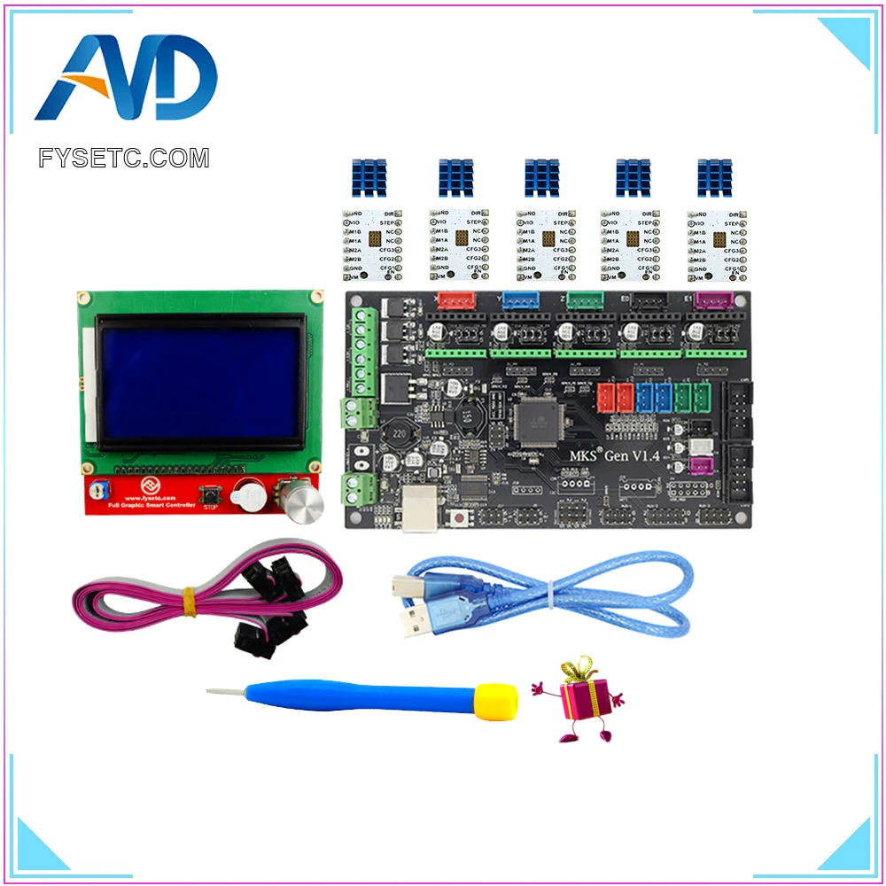 

Gen V1.4 3D printer kit with Gen V1.4 Control Board + 12864 LCD + 5PCS TMC2100 /TMC2130/TMC2208 v1.2/A4988 Driver