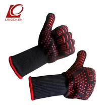 Новинка, жаростойкие перчатки для гриля, защитные перчатки для кемпинга, кухни, черные Арамидные перчатки, противоскользящие, силиконовая подкладка из полиэстера