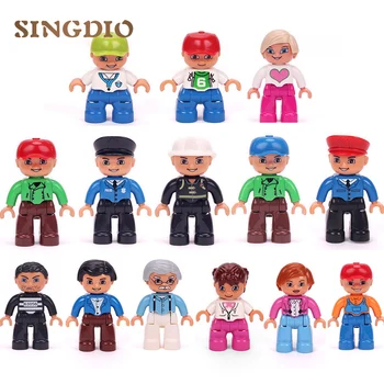 

Duplo family police figures Dady's grandmother's mom large size building blocks Enlighten toy for children Compatible with duplo