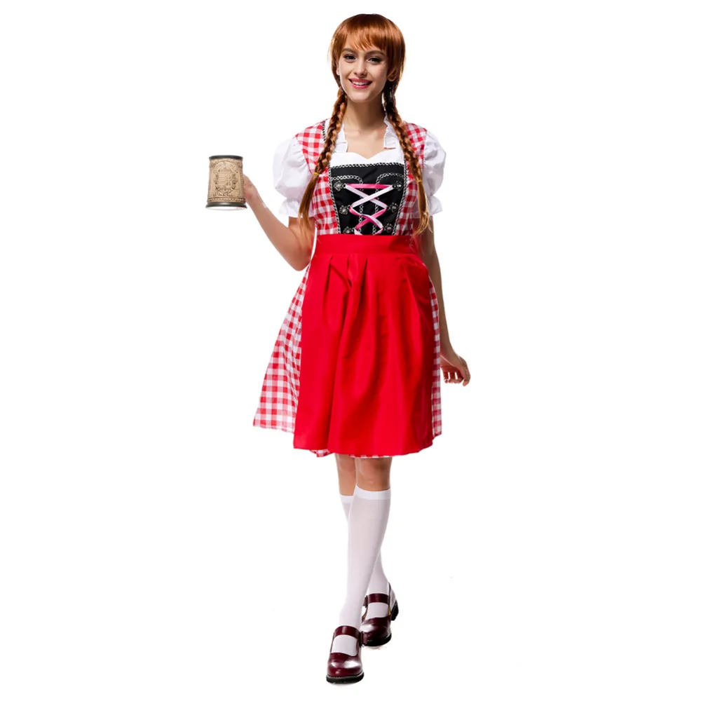 M XL Fashion German Beer Girl Costume Fraulein Dirndl Fancy Dress